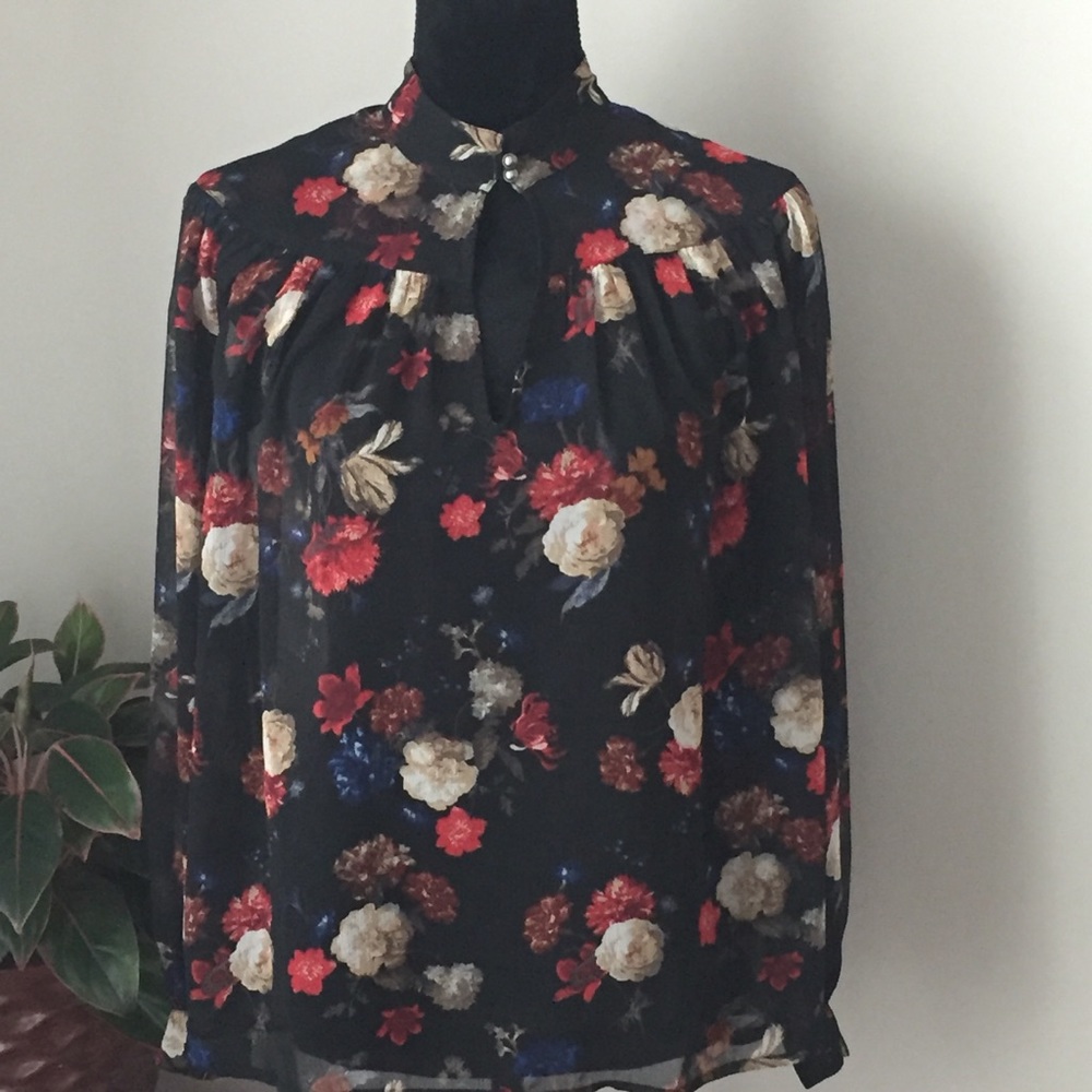 LUCKY BRAND Blouse Floral Sheer XS - Picture 5 of 8